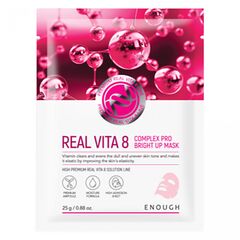 Тканевая маска с витаминами ENOUGH  Real vita 8 complex PRO bright up mask, 25 мл