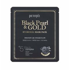 Гидрогелевая маска для лица с черным жемчугом и золотом Petitfee Black Pearl & Gold Hydrogel Mask Pack, 1 уп (5 шт)