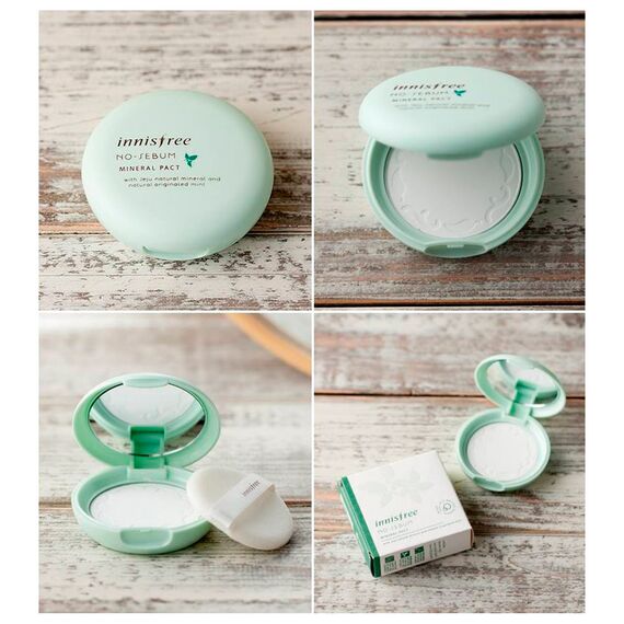 Матирующая бесцветная компактная пудра для лица Innisfree No Sebum Mineral Pact, 8,5 гр, изображение 3