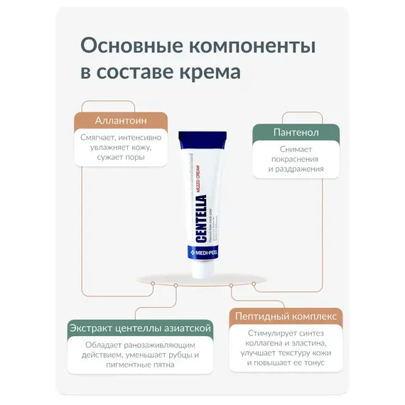 Успокаивающий крем с экстрактом центеллы для чувствительной кожи Medi-Peel Centella Mezzo Cream, 30 мл, изображение 6