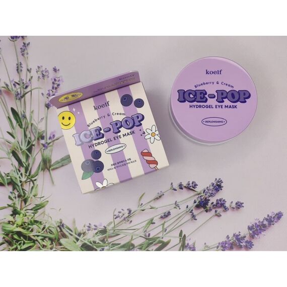 Гидрогелевые патчи с черникой и сливками Petitfee Ice-pop hydrogel eye mask blueberry&cream, 60 штук, изображение 6