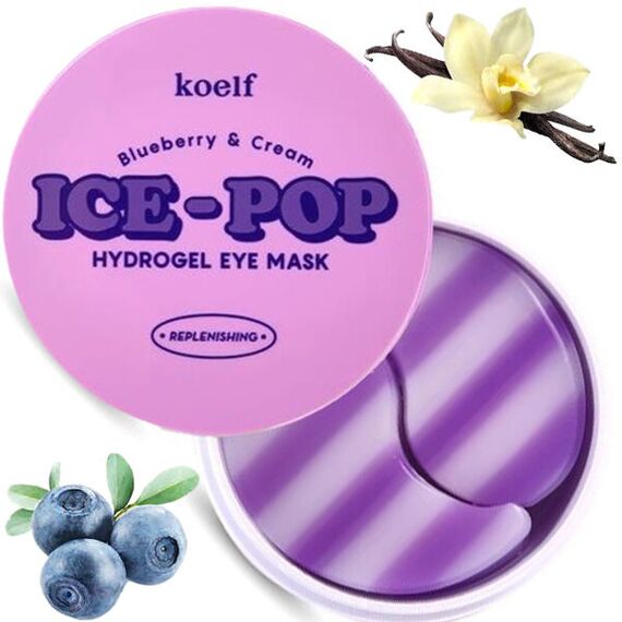 Гидрогелевые патчи с черникой и сливками Petitfee Ice-pop hydrogel eye mask blueberry&cream, 60 штук
