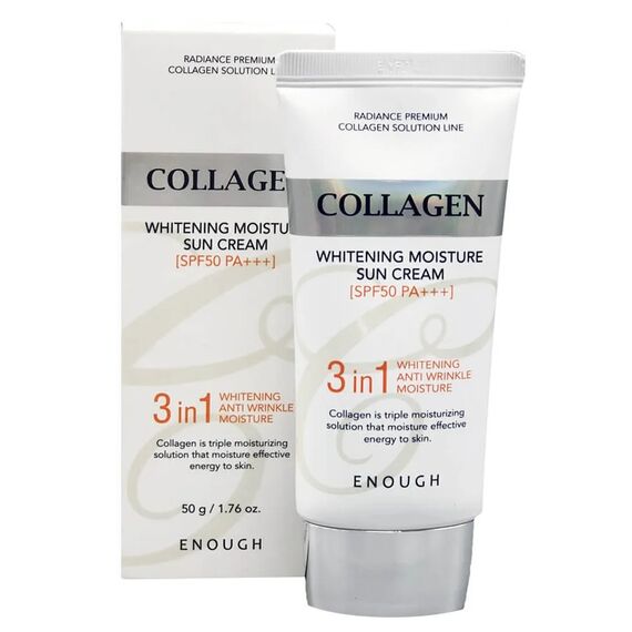 Солнцезащитный крем для лица Enough Collagen 3in1 Whitening Moisture Sun Сream SPF50+ PA++, 50 мл, изображение 3