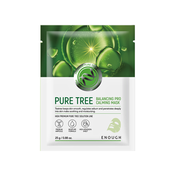 Успокаивающая тканевая маска с чайным деревом ENOUGH Pure tree balancing PRO calming mask, 25 мл