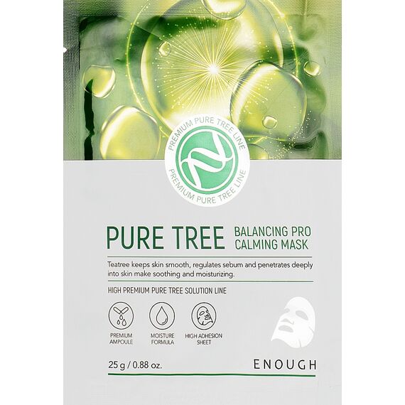 Успокаивающая тканевая маска с чайным деревом ENOUGH Pure tree balancing PRO calming mask, 25 мл, изображение 2