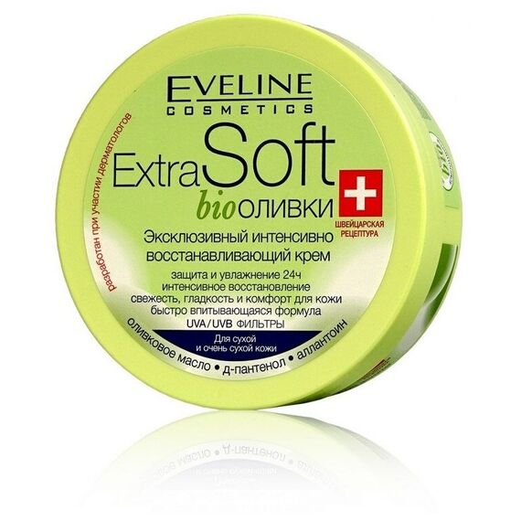 EVELINE "Extra soft Bio" Оливки Крем эксклюзивный интенсивно восстанавливающий 200 мл, изображение 2