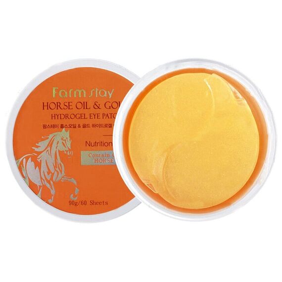Гидрогелевые патчи с лошадинным маслом и золотом Farmstay Horse Oil & Gold Hydrogel Eye Patch , 60 штук, изображение 3