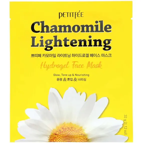Успокаивающая осветляющая гидрогелевая маска с экстрактом ромашки Petitfee Chamomile Lightening Hydrogel Mask, 1 шт
