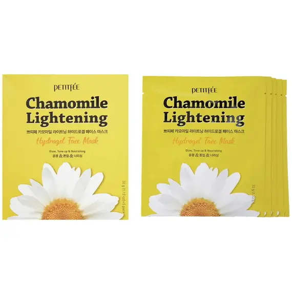 Успокаивающая осветляющая гидрогелевая маска с экстрактом ромашки Petitfee Chamomile Lightening Hydrogel Mask, 1 уп (5шт), изображение 2