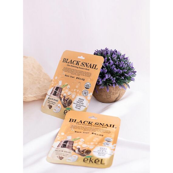 EKEL Тканевая маска для лица BLACK SNAIL 25 мл, изображение 3