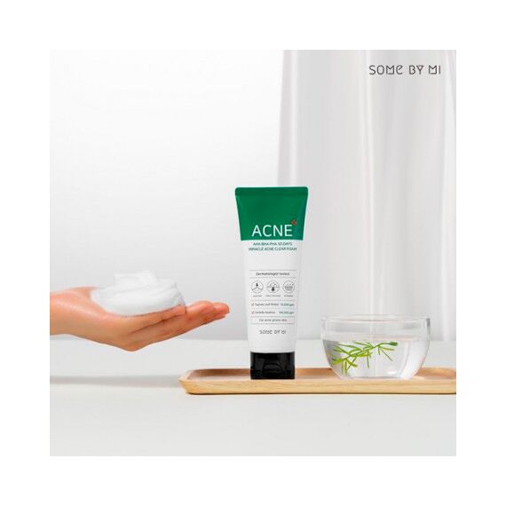 Очищающая пенка Some By Mi с AHA/BHA/PHA кислотами 30 Days Miracle Acne Clear Foam, 100 мл, изображение 2
