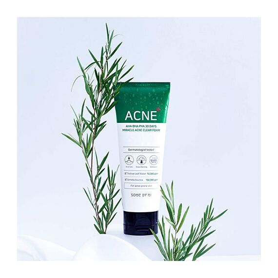 Очищающая пенка Some By Mi с AHA/BHA/PHA кислотами 30 Days Miracle Acne Clear Foam, 100 мл, изображение 3