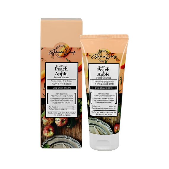 GRACE DAY Real Fresh Пенка для умываня Персик и Яблоко 100 мл, изображение 4