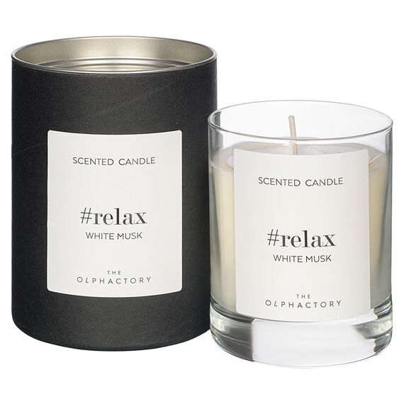 Свеча ароматическая The Olphactory, Relax Black, Белый мускус (новая), 40 ч, Ambientair