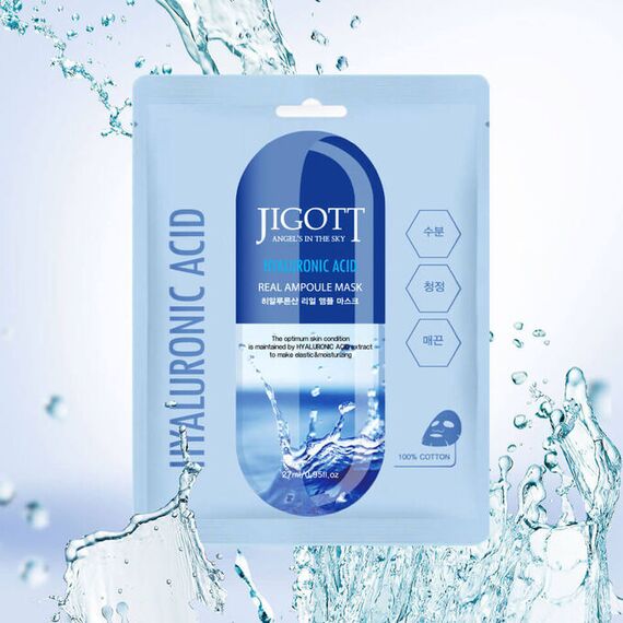 JIGOTT Ампульная тканевая маска для лица HYALURONIC ACID 27 мл, изображение 3