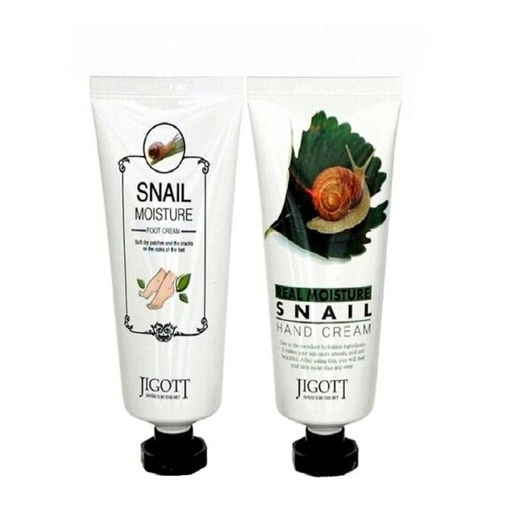 JIGOTT Набор: Увлажняющий крем для рук с муцином улитки + JIGOTT Увлажняющий крем для ног SNAIL