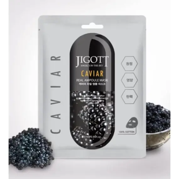JIGOTT Ампульная тканевая маска для лица CAVIAR 27 мл, изображение 3