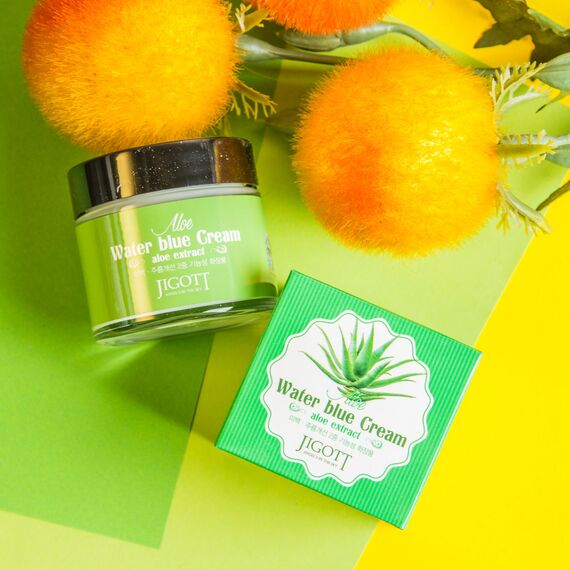 JIGOTT Увлажняющий крем для лица с экстрактом алоэ ALOE WATER BLUE CREAM 70 мл, изображение 6
