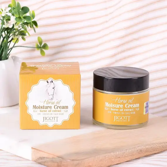 JIGOTT Крем для лица с лошадиным жиром HORSE OIL MOISTURE CREAM 70 мл, изображение 5