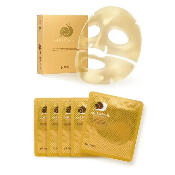 Гидрогелевая маска для лица с муцином улитки Petitfee Gold & Snail Hydrogel Mask Pack, 1 уп (5 шт)