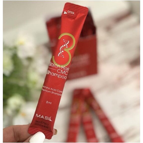 Восстанавливающий профессиональный шампунь с керамидами Masil 3 Salon Hair CMC Shampoo, 20 шт\уп по 8 мл, изображение 3