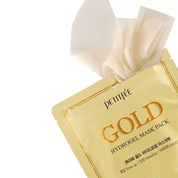 Гидрогелевая маска для лица с золотом и женьшенем Petitfee Gold Hydrogel Mask, 1 уп (5 шт), изображение 5
